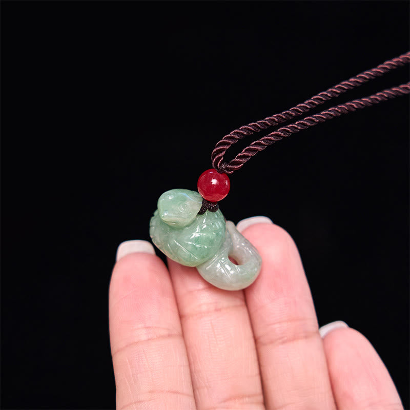 EverestArtstudios Chinese Zodiac Year of the Snake Natural Jade Luck Necklace Pendant