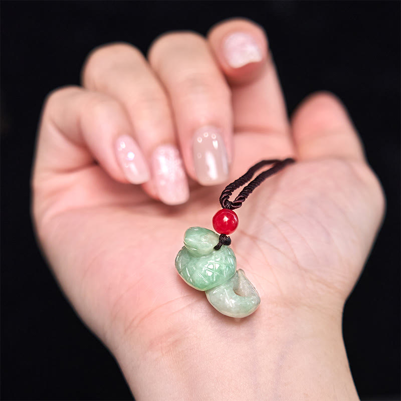EverestArtstudios Chinese Zodiac Year of the Snake Natural Jade Luck Necklace Pendant