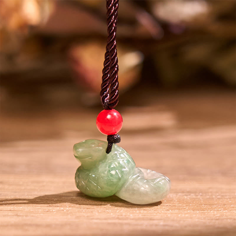 EverestArtstudios Chinese Zodiac Year of the Snake Natural Jade Luck Necklace Pendant