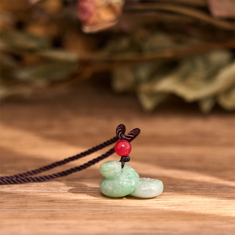 EverestArtstudios Chinese Zodiac Year of the Snake Natural Jade Luck Necklace Pendant