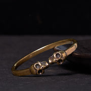 Buddha Stones The Lord Of The Corpse Forest Copper Brass Double Skull Keep Away Evil Spirits Cuff Bracelet Bangle