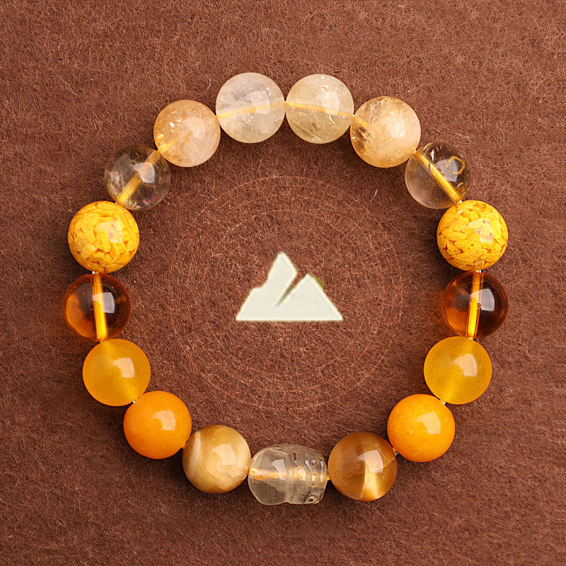 Buddha Stones Five Elements Various Agate Crystal Green Strawberry Quartz Moss Agate Green Phantom Luck Bracelet