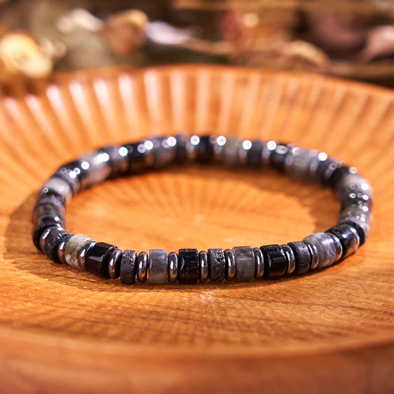 Buddha Stones Hematite Turquoise Lazurite Lapis Lazuli Lava Rock Black Glitter Stone Support Bracelet