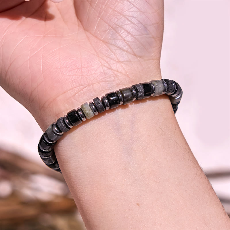 Buddha Stones Hematite Turquoise Lazurite Lapis Lazuli Lava Rock Black Glitter Stone Support Bracelet