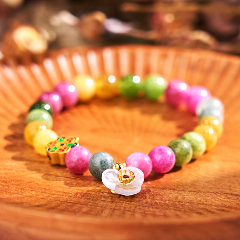 Buddha Stones Tourmaline Wisdom Flower Bracelet
