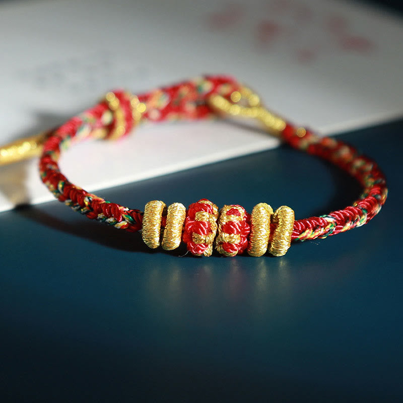 Buddha Stones Chinese Zodiac Colorful Strings Luck Bracelet