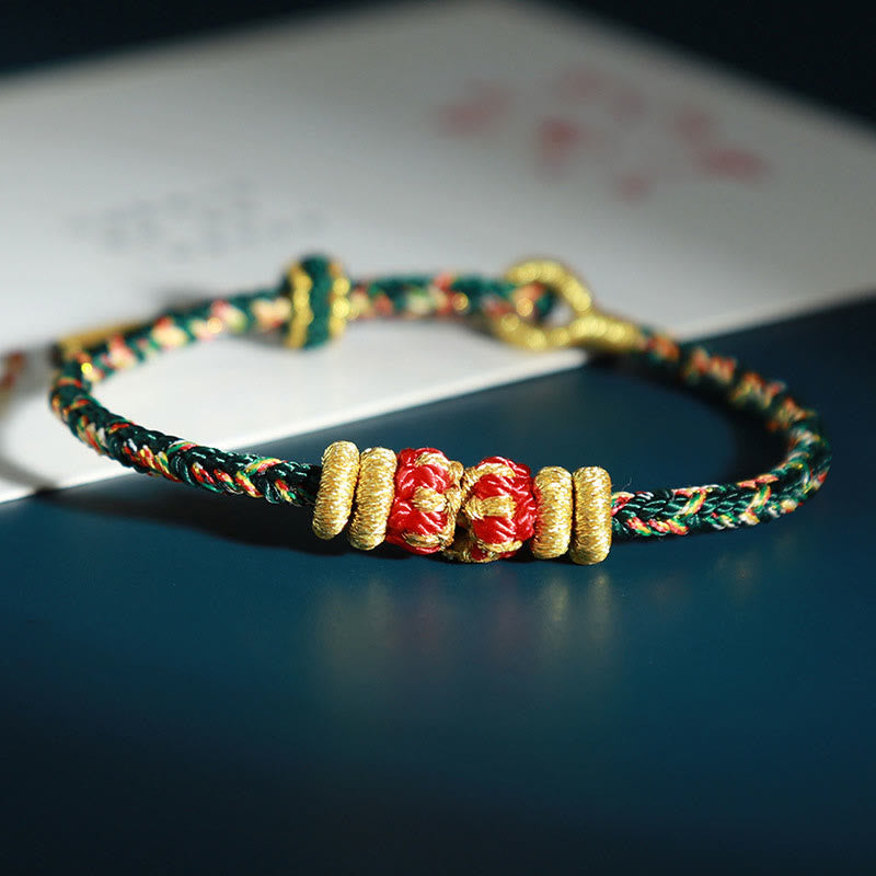 Buddha Stones Chinese Zodiac Colorful Strings Luck Bracelet
