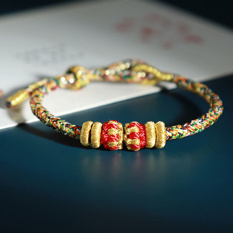 Buddha Stones Chinese Zodiac Colorful Strings Luck Bracelet