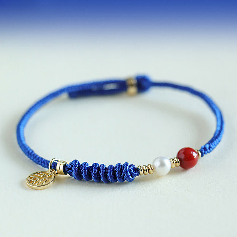 Buddha Stones Klein Blue String South Red Agate Garnet Blue Aventurine Lazurite Lapis Lazuli Copper Butterfly Fu Character Positive Bracelet