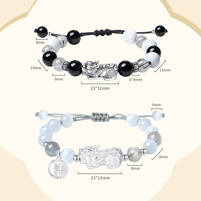 Bracelet PiXiu argent 999 avec mantra