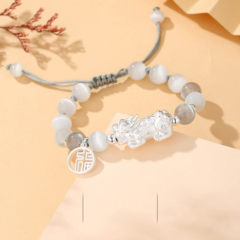 Bracelet PiXiu argent 999 avec mantra