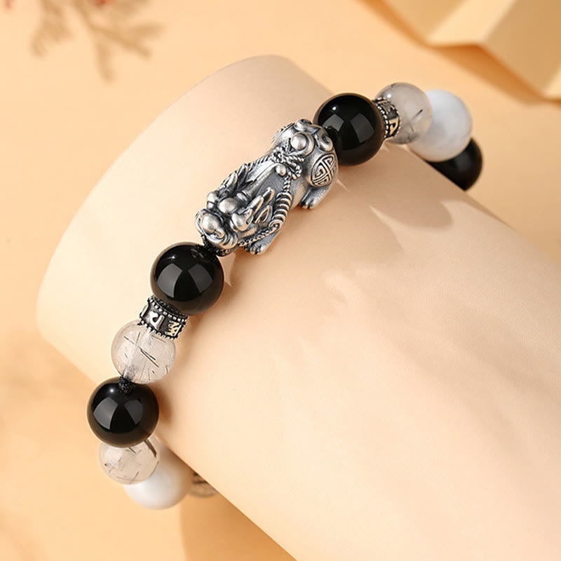 Bracelet PiXiu argent 999 avec mantra