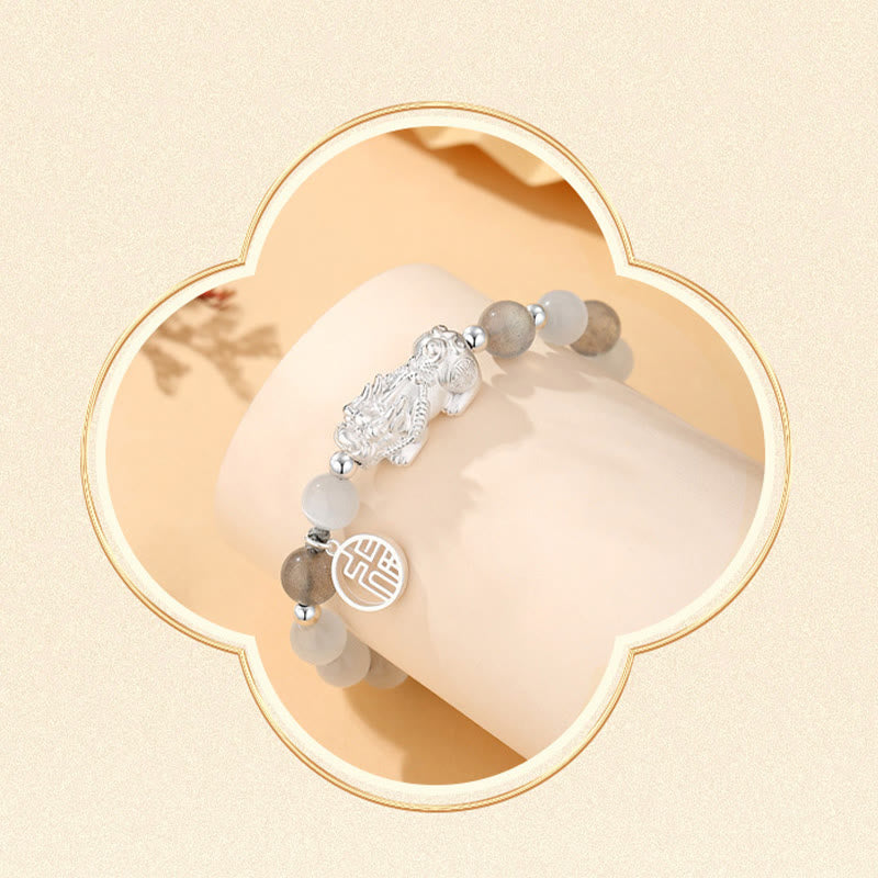 Bracelet PiXiu argent 999 avec mantra