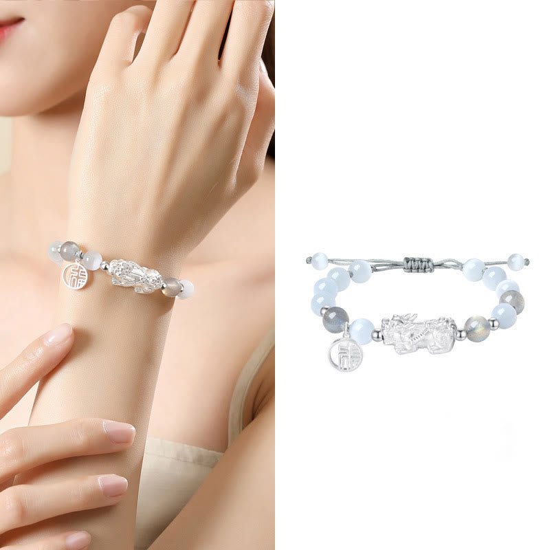 Bracelet PiXiu argent 999 avec mantra