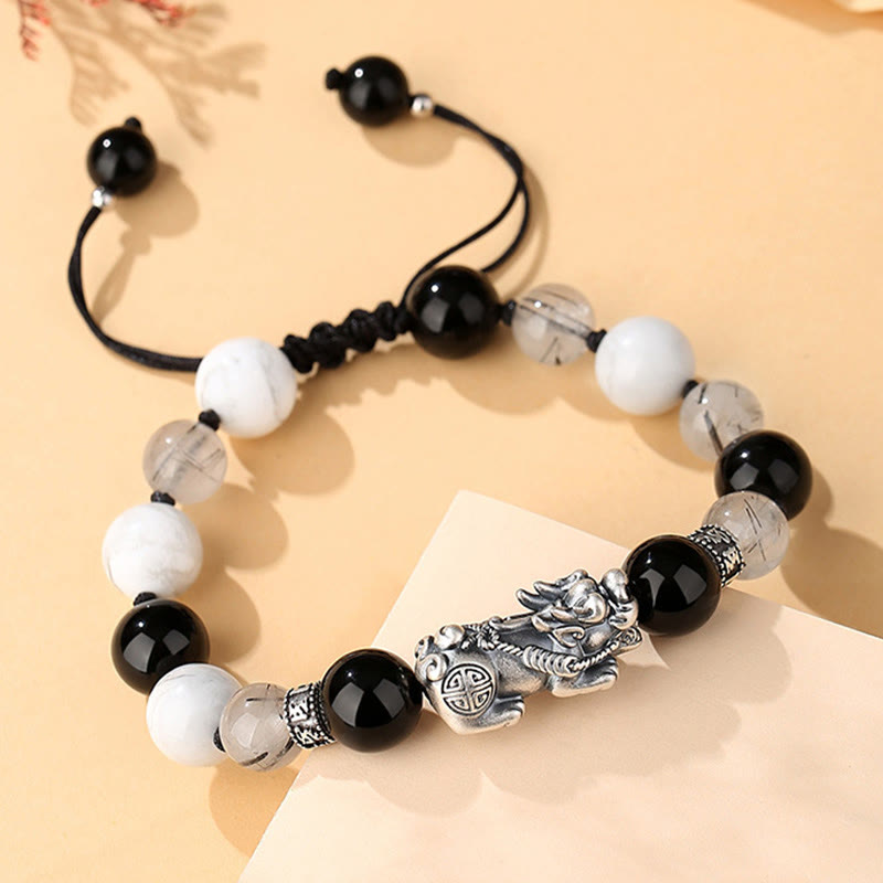 Bracelet PiXiu argent 999 avec mantra