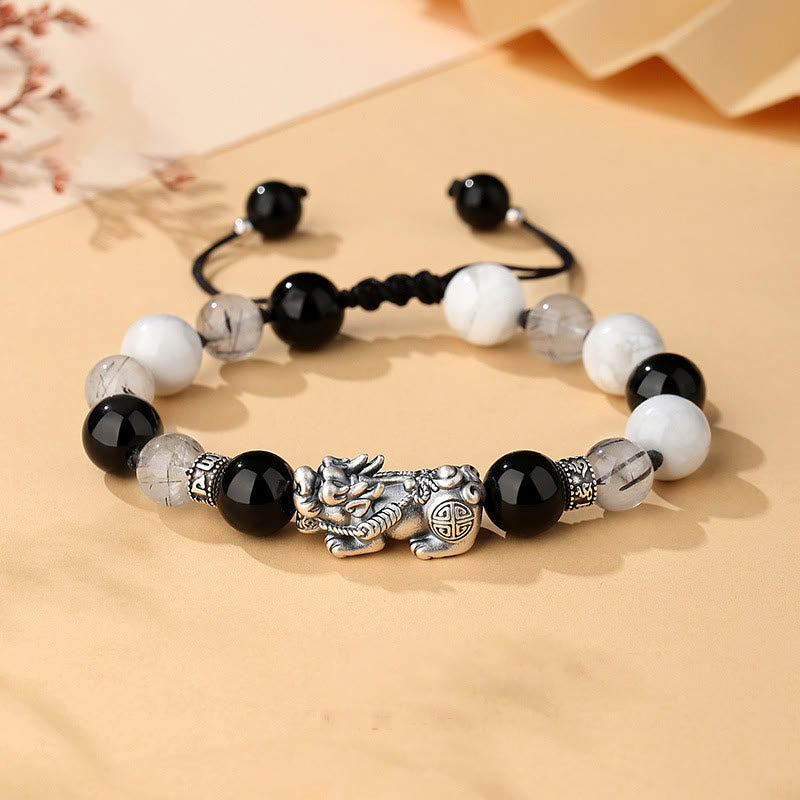Bracelet PiXiu argent 999 avec mantra
