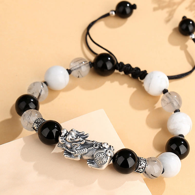 Bracelet PiXiu argent 999 avec mantra