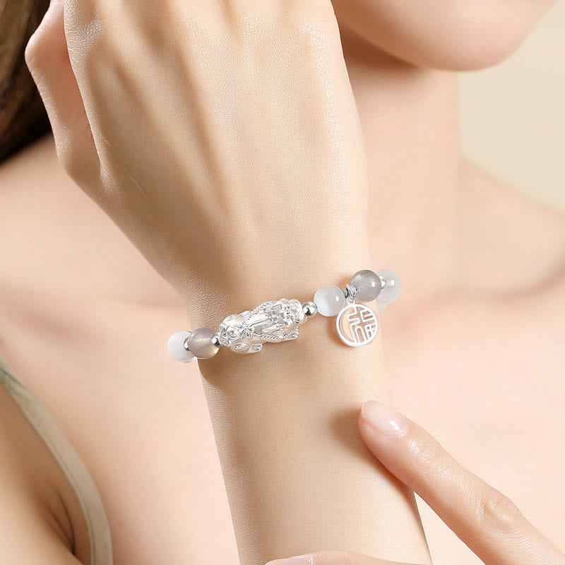 Bracelet PiXiu argent 999 avec mantra