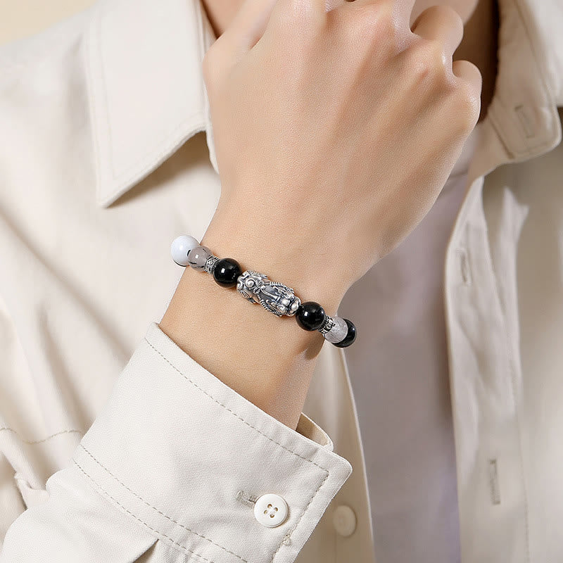 Bracelet PiXiu argent 999 avec mantra