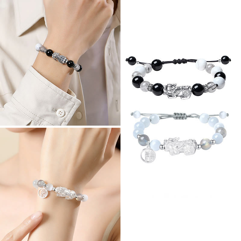 Bracelet PiXiu argent 999 avec mantra