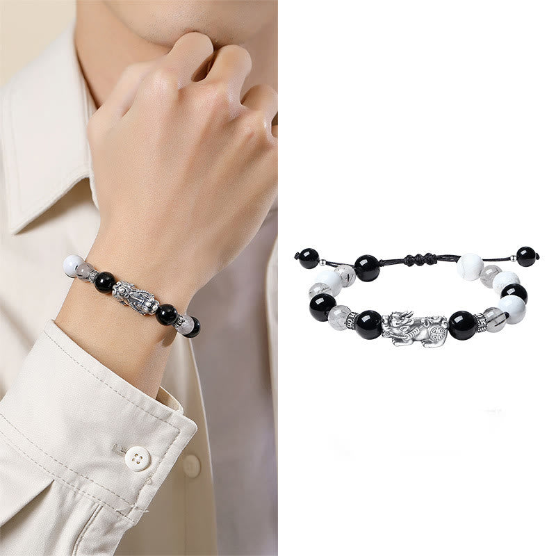 Bracelet PiXiu argent 999 avec mantra