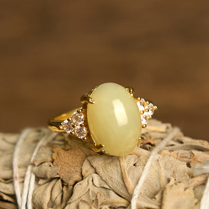 EverestArtstudios Hetian Jade Egg Alloy Ring