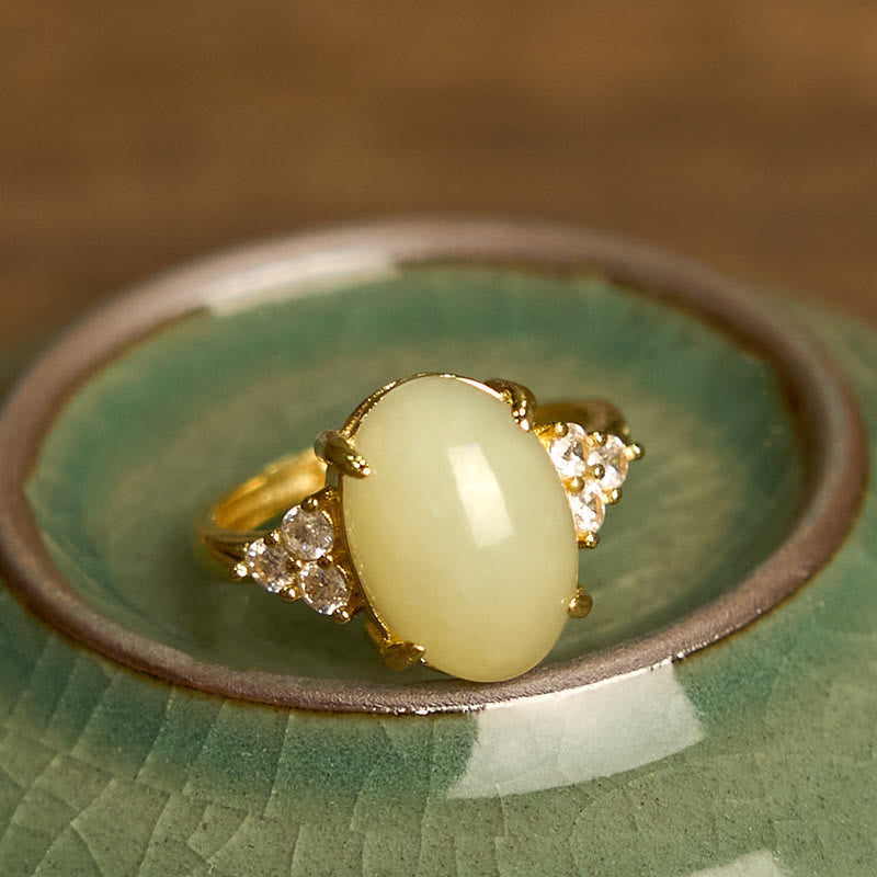 EverestArtstudios Hetian Jade Egg Alloy Ring
