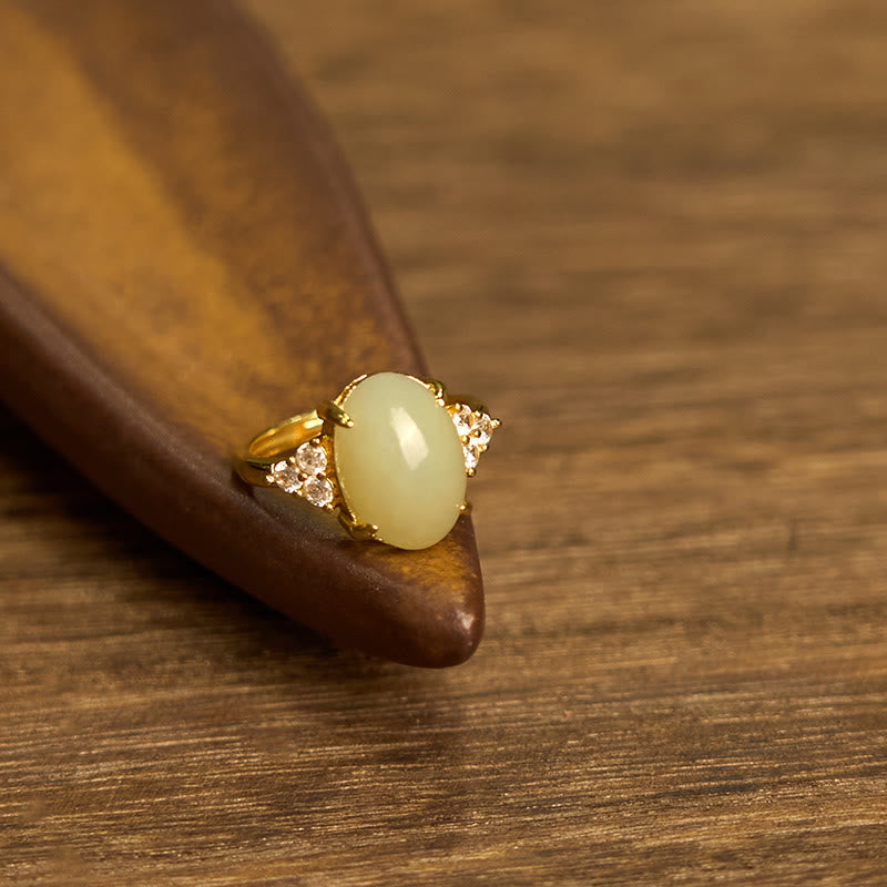EverestArtstudios Hetian Jade Egg Alloy Ring