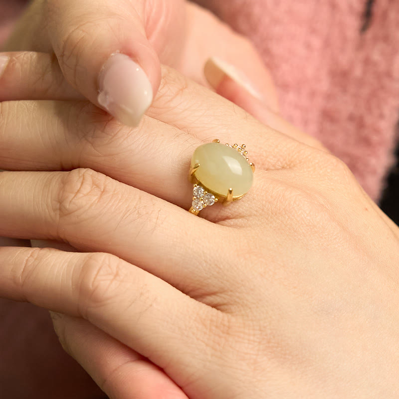 EverestArtstudios Hetian Jade Egg Alloy Ring
