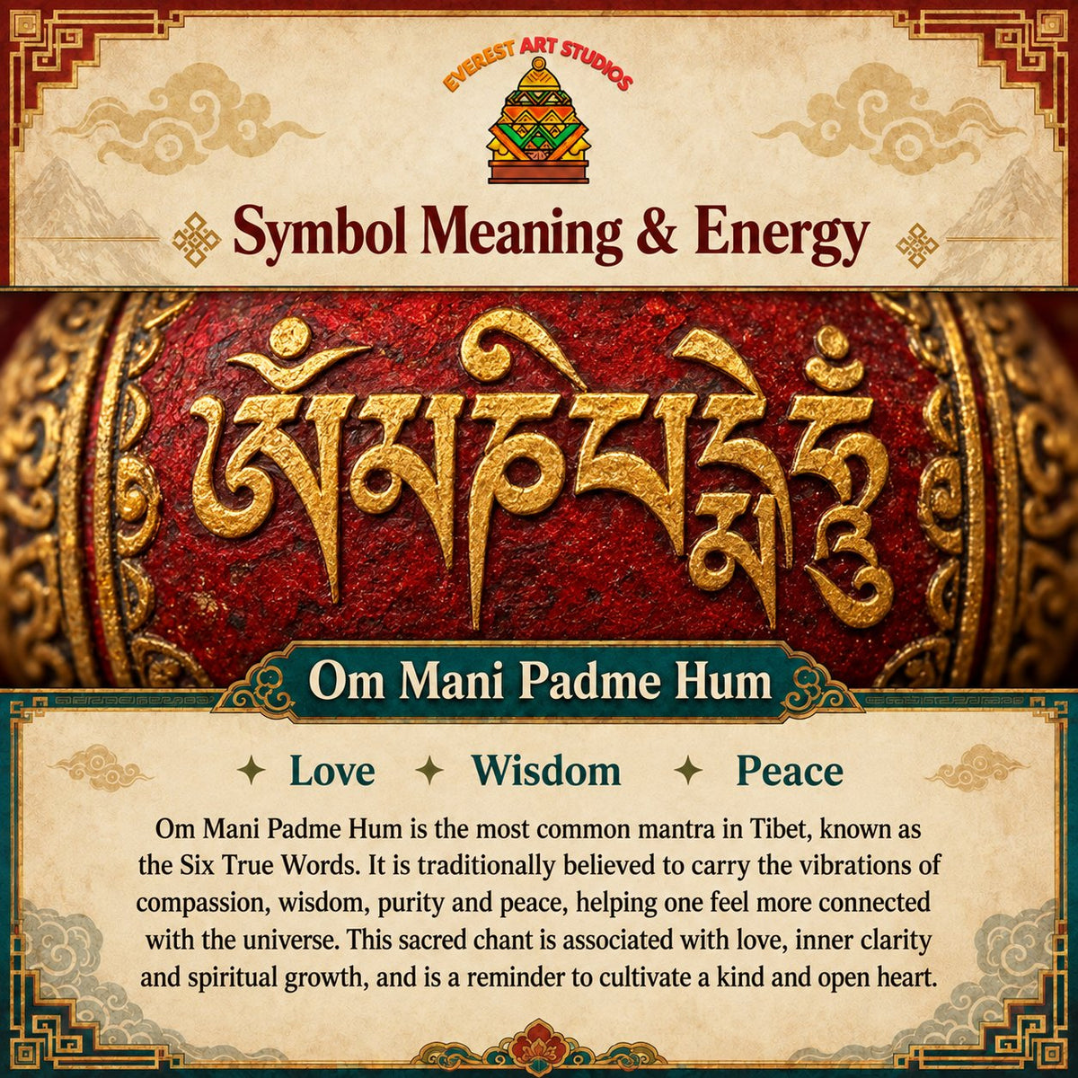 EverestArtstudios om mani padme hum meaning and symbolism