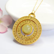 EverestArtstudios Hetian Jade Hundred Blessings Fu Character Luck Rotatable Necklace Pendant