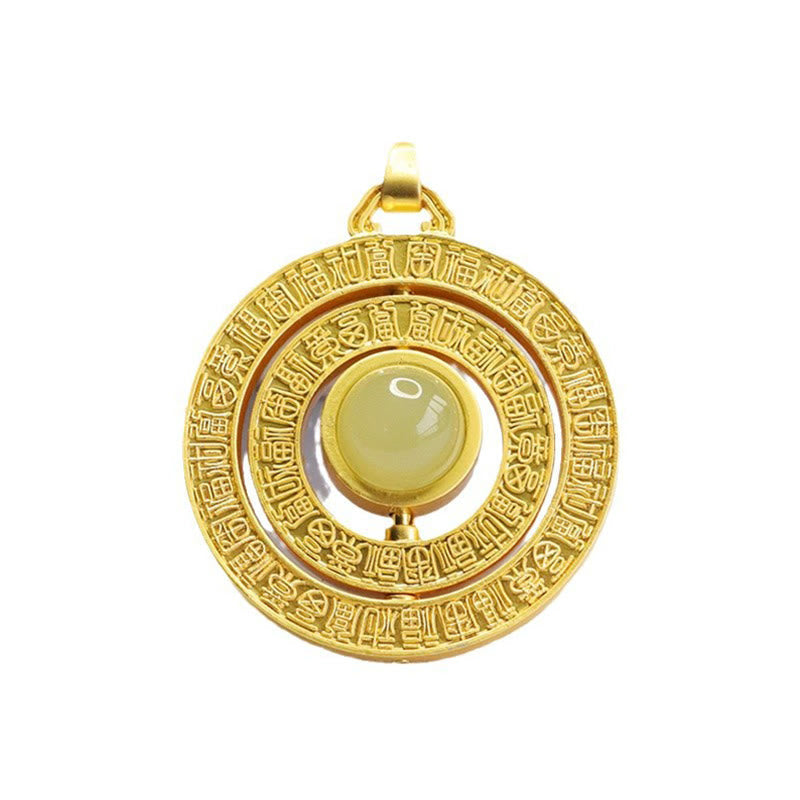 EverestArtstudios Hetian Jade Hundred Blessings Fu Character Luck Rotatable Necklace Pendant