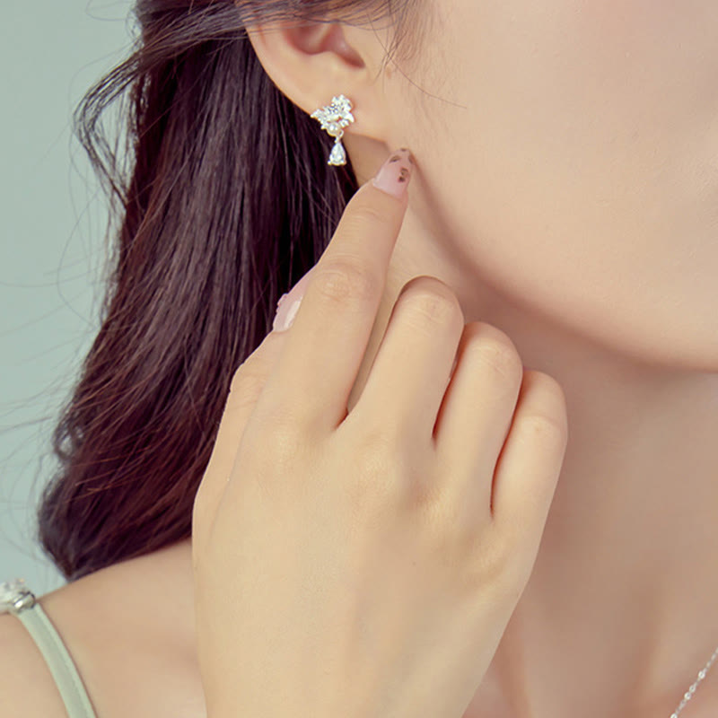 EverestArtstudios Hetian Jade 925 Sterling Silver Cubic Zirconia Pearl Abundance Earrings