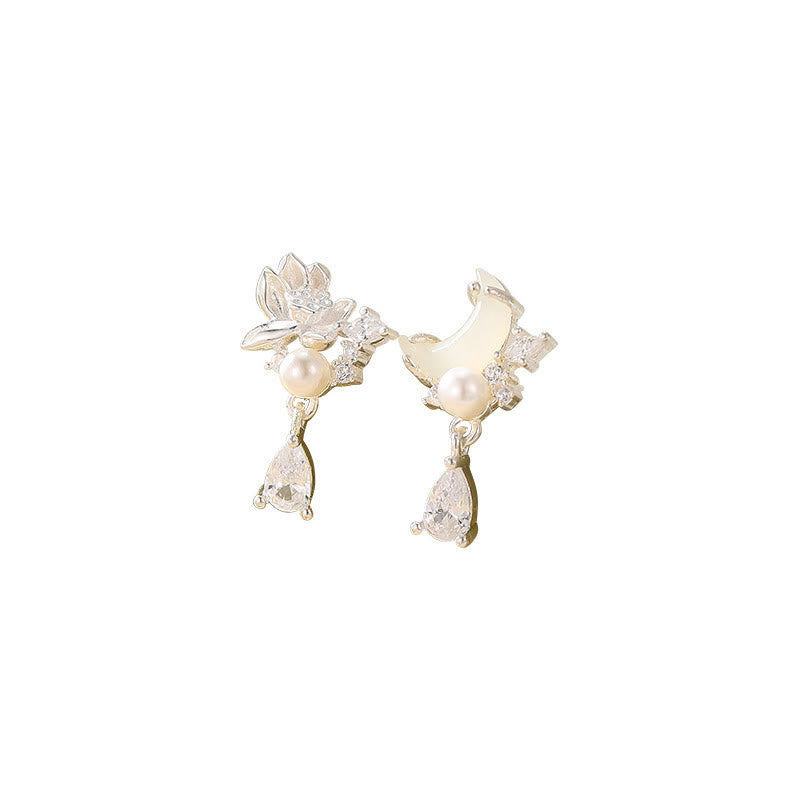 EverestArtstudios Hetian Jade 925 Sterling Silver Cubic Zirconia Pearl Abundance Earrings