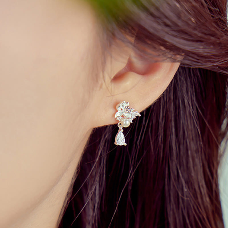 EverestArtstudios Hetian Jade 925 Sterling Silver Cubic Zirconia Pearl Abundance Earrings