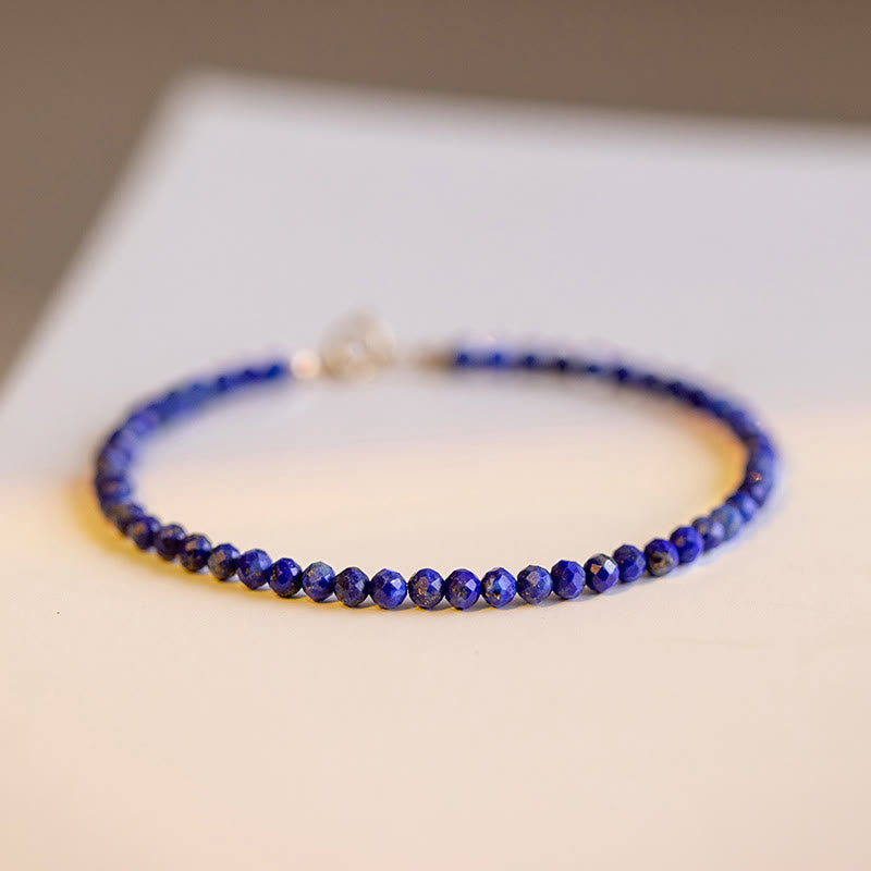 Buddha Stones Small Lazurite Lapis Lazuli Ultra-Thin Beads Balance Bracelet