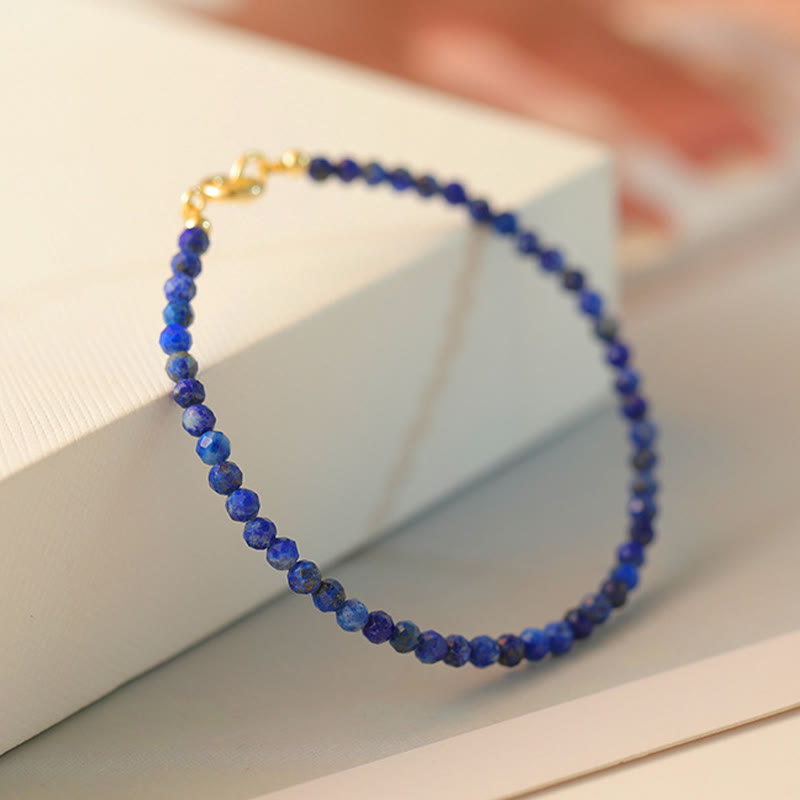 Buddha Stones Small Lazurite Lapis Lazuli Ultra-Thin Beads Balance Bracelet