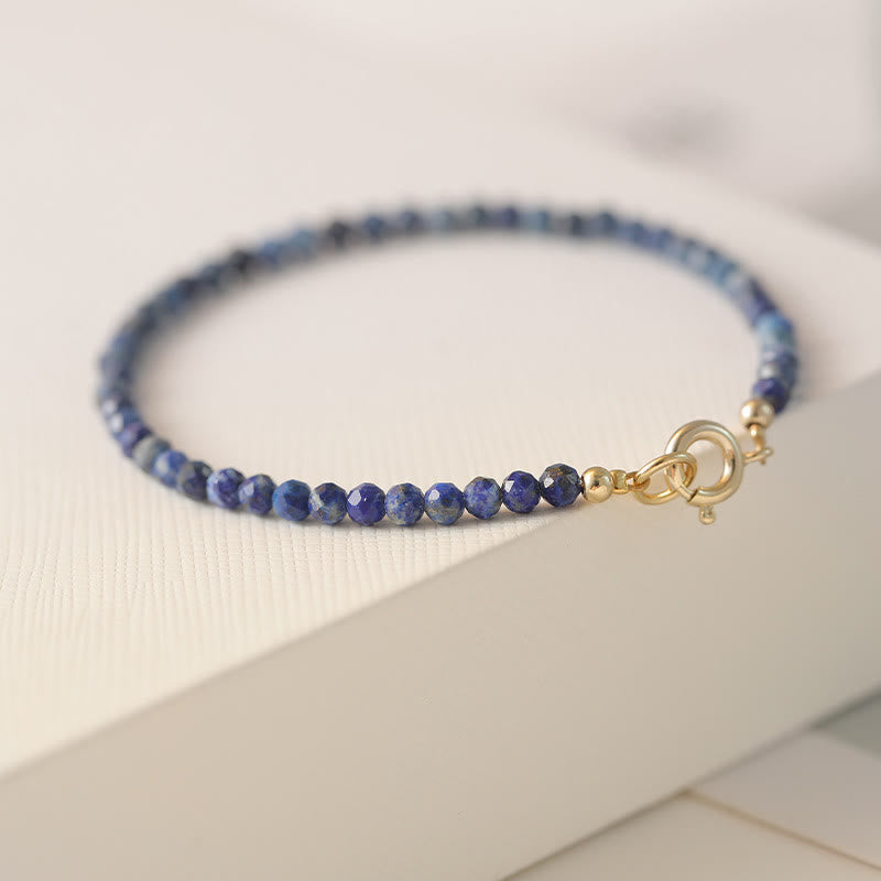 Buddha Stones Small Lazurite Lapis Lazuli Ultra-Thin Beads Balance Bracelet