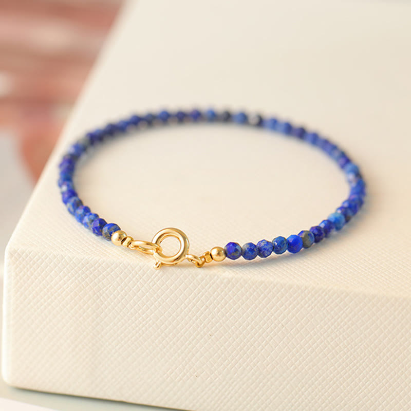 Buddha Stones Small Lazurite Lapis Lazuli Ultra-Thin Beads Balance Bracelet