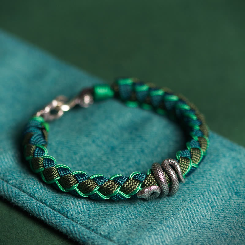 EverestArtStudios Year of the Snake 999 Sterling Silver String Protection Braided Bracelet
