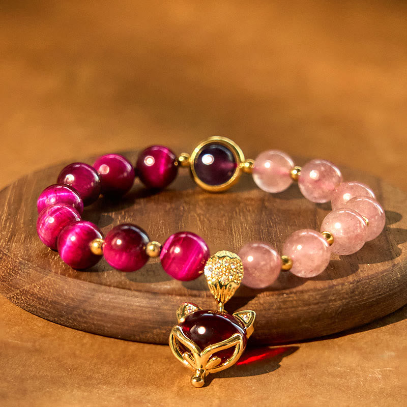 EverestArtstudios Natural Strawberry Quartz Pixiu Love Bracelet