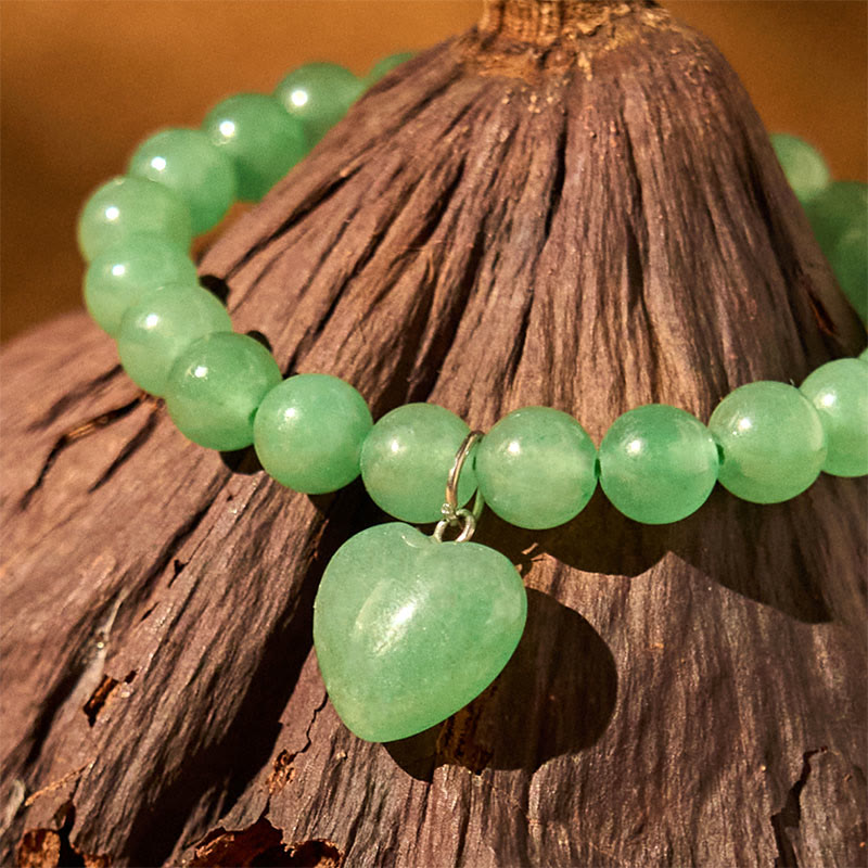 EverestArtstudios Various Crystal Green Aventurine Love Heart Balance Bracelet