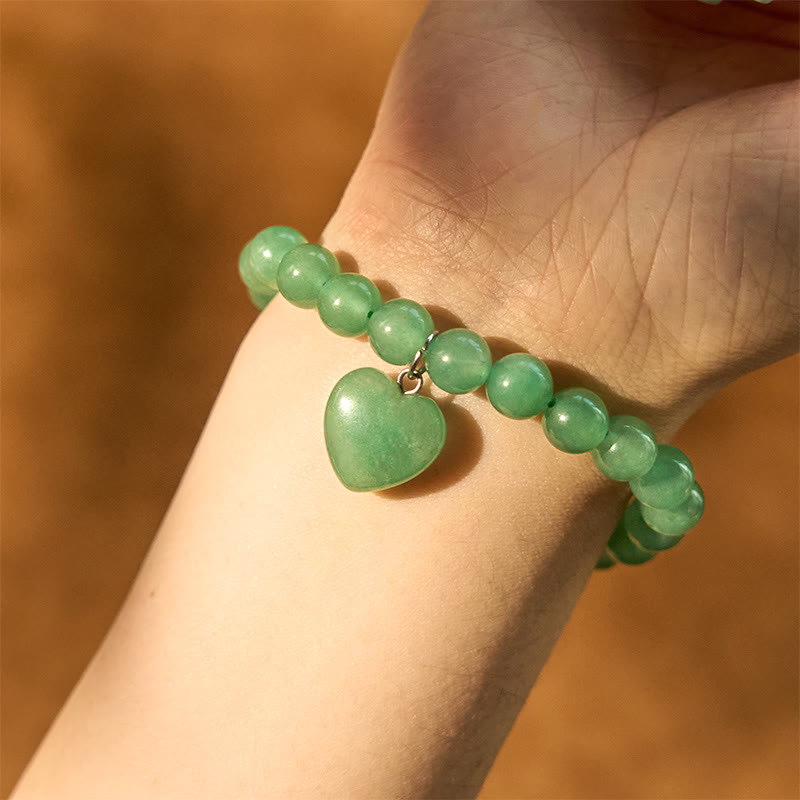 EverestArtstudios Various Crystal Green Aventurine Love Heart Balance Bracelet