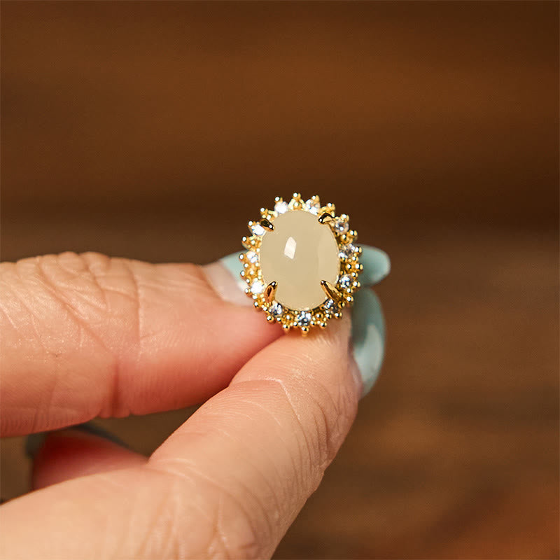 EverestArtstudios Natural Hetian Jade Egg Copper Prosperity Earrings