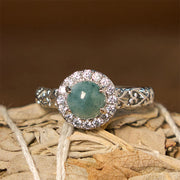 EverestArtstudios Natural Hetian Jade Egg Ruyi Stick Pattern Luck Ring