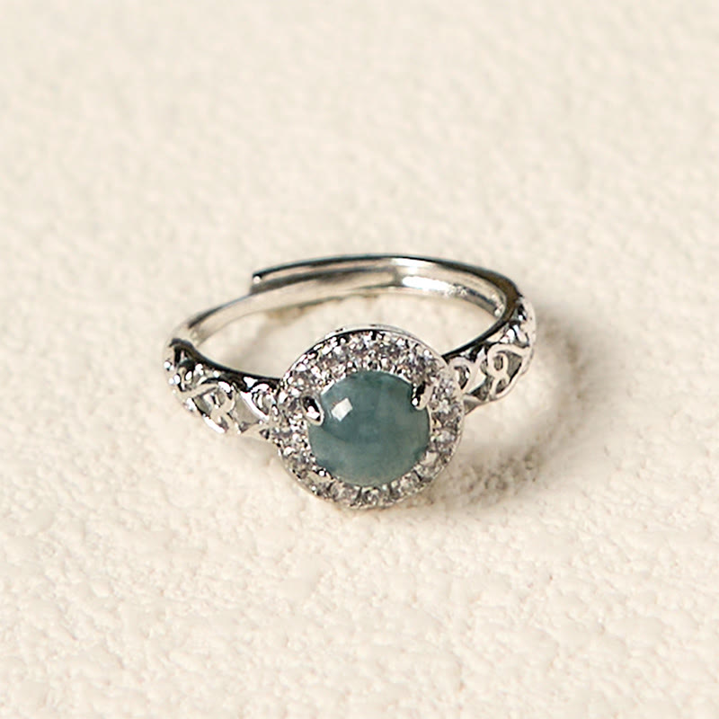 EverestArtstudios Natural Hetian Jade Egg Ruyi Stick Pattern Luck Ring