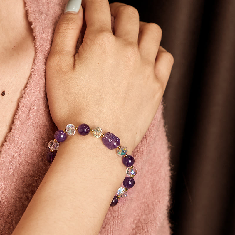 EverestArtstudios Natural Amethyst Pixiu Crystal Balance Bracelet