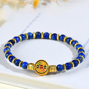 Buddha Stones Natural Lazurite Lapis Lazuli Om Mani Padme Hum Bead Balance Bracelet