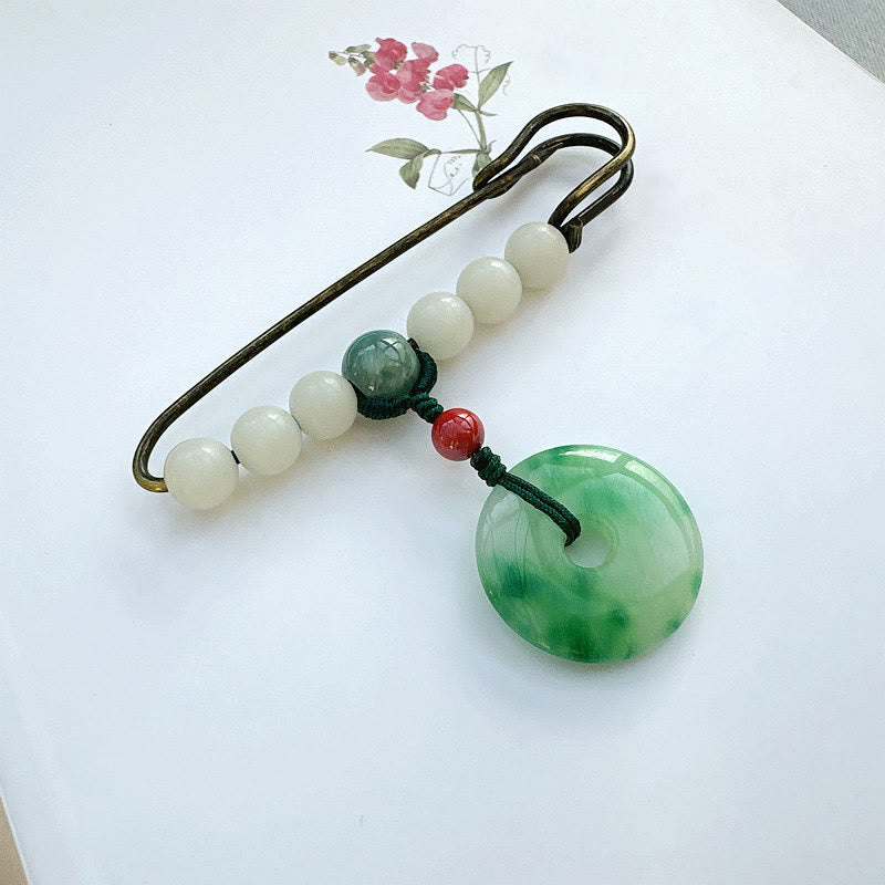 EverestArtstudios Bodhi Seed Jade Peace Buckle Luck Brooch