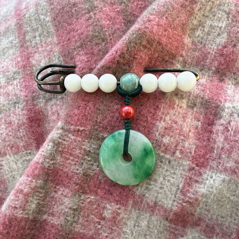 EverestArtstudios Bodhi Seed Jade Peace Buckle Luck Brooch